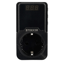 Реле напряжения для розетки регулируемое  STEKKER  VPR-200B, 220В, 16A 50690