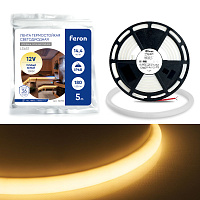 Светодиодная неоновая лента Feron LS651, 180SMD(2835)/m 14,4W/m 12V 5m IP68 3000К  с 2 заглушками, 2 заглушками c проводом, 10 креплениями в комплекте Светодиодная неоновая лента Feron LS651, 180SMD(2835)/m 14,4W/m 12V 5m IP68 3000К  с 2 заглушками, 2 заглушками c проводом, 10 креплениями в комплекте