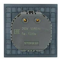 Выключатель диммирующий (механизм), STEKKER, 250В, 1200W, серия Мия, RSW10-3106-05, черный бархат 50568