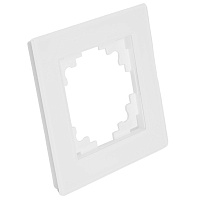 Рамка 1-местная, стекло, STEKKER, GFR00-7001-01М, серия Катрин, белый матовый 49594