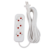 Удлинитель 3-местный б/з Stekker, HM01-30-05, 5м, 2x0,75, серия Home (У10-430), белый 39211