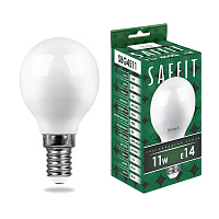 Лампа светодиодная SAFFIT SBG4511 Шарик E14 11W 230V 4000K 55138 Лампа светодиодная SAFFIT SBG4511 Шарик E14 11W 230V 4000K 55138