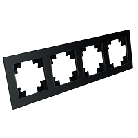 Рамка 4-местная, стекло, STEKKER GFR00-7004-05М, серия Катрин, черный матовый 49603