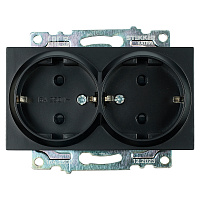 Розетка 2-местная с/з (механизм), STEKKER GLS16-7114-05, 250В, 16А с защитной шторкой, серия Катрин, черный 39612