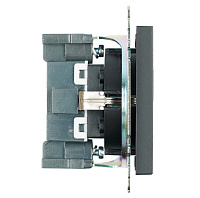 Розетка 1-местная с/з (механизм), STEKKER GLS16-7110-05, 250В, 16А с защитной шторкой, серия Катрин, черный 39610