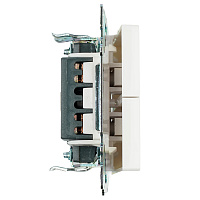 Выключатель 2-клавишный (механизм), STEKKER GLS10-7104-01, 250V, 10А, серия Катрин, белый  39300