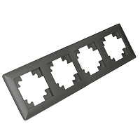 Рамка STEKKER, PFR00-7004-06 4-местная, пластик, серия Катрин, графит 39810 Рамка STEKKER, PFR00-7004-06 4-местная, пластик, серия Катрин, графит 39810