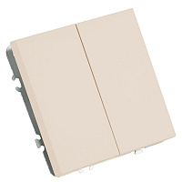 Выключатель 2-клавишный (механизм), STEKKER, 250В, 10А, серия Эмили, RSW10-5104-08, кашемир, soft touch 49892