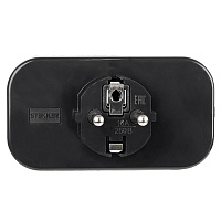 Разветвитель сетевой 2-местный с/з STEKKER ADP16-22-20 250V, 16A, ABS огнеустойчивый пластик, черный 50680