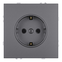 Розетка 1-местная с защитной шторкой с/з (механизм), STEKKER, 250В, 16А, серия Эмили, RST16-5110-10, платиново-серый, soft touch 49958