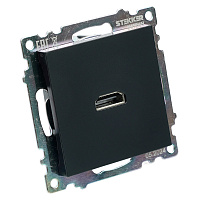 Розетка HDMI 2.1, Type A  (механизм), STEKKER GLS00-7118-05, серия Катрин, черный 50062