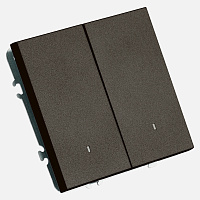 Выключатель 2-клавишный c индикатором (механизм), STEKKER, 250В, 10А, серия Эмили, RSW10-5102-09, антрацит, soft touch 49916