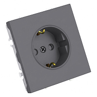 Розетка 1-местная с защитной шторкой с/з (механизм), STEKKER, 250В, 16А, серия Эмили, RST16-5110-10, платиново-серый, soft touch 49958