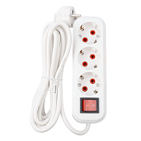 Удлинитель трехместный с/з с выключателем STEKKER HM03-31-07 3x0,75, 7м, серия Home (У10А-002), белый 39200