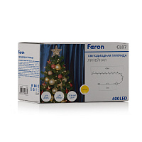 Светодиодная гирлянда Feron CL07 линейная, статичная, 40м + 3м 230V желтый c питанием от сети, зеленый шнур Светодиодная гирлянда Feron CL07 линейная, статичная, 40м + 3м 230V желтый c питанием от сети, зеленый шнур