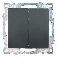 Выключатель 2-клавишный (механизм), STEKKER GLS10-7104-05, 250V, 10А, серия Катрин, черный 39606