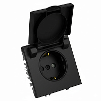 Розетка 1-местная с крышкой с защ. штор, STEKKER, с/з, 250В, 16А, серия Эмили, RST16-5112-05, черный уголь, soft touch 49855