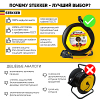 Удлинитель на пластиковой катушке Stekker STD02-11-50 (UG), 50м, 1 гнездо, с/з 3*1, оранжевый, серия Standart  39636 Удлинитель на пластиковой катушке Stekker STD02-11-50 (UG), 50м, 1 гнездо, с/з 3*1, оранжевый, серия Standart  39636