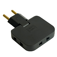 Разветвитель сетевой 3-местный б/з STEKKER ADP10-23-22, 250В, 10A, черный 50068