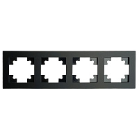 Рамка 4-местная, стекло, STEKKER GFR00-7004-05М, серия Катрин, черный матовый 49603