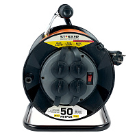 Удлинитель на пластиковой катушке Stekker STD02-41-50  50м, 4 гнезда с/з 3*1, оранжевый, серия Standart (UG) 39709