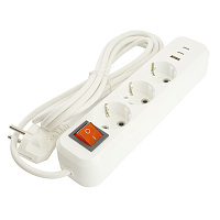 Удлинитель 3-местный с/з с выключ. STEKKER HM071-31-02 3x1мм2, 2м, 250В, 16А, 1USB+2C, 2.4A, сер Home, белый 50136 Удлинитель 3-местный с/з с выключ. STEKKER HM071-31-02 3x1мм2, 2м, 250В, 16А, 1USB+2C, 2.4A, сер Home, белый 50136