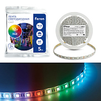 Светодиодная LED лента Feron LS607, 60SMD(5050)/m 14.4W/m 12V IP65 5m RGB  Артикул 27651 Светодиодная LED лента Feron LS607, 60SMD(5050)/m 14.4W/m 12V IP65 5m RGB  Артикул 27651