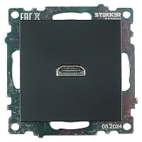 Розетка HDMI 2.1, Type A  (механизм), STEKKER GLS00-7118-05, серия Катрин, черный 50062