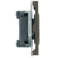 Розетка 1-местная с защитной шторкой (механизм), STEKKER,  б/з, 250В, 16А, серия Эмили, RST16-5109-09, антрацит, soft touch 49928