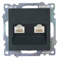 Розетка компьютерная 2-местная RJ-45 (механизм) ,STEKKER ,GLS00-7109-05, серия Катрин, черный  50007 Розетка компьютерная 2-местная RJ-45 (механизм) ,STEKKER ,GLS00-7109-05, серия Катрин, черный  50007