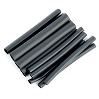 Набор термоусадочных трубок N7 STEKKER HSTGS1, длина 10 см., коэф. усадки 3:1, черный (12шт в упаковке) 32768