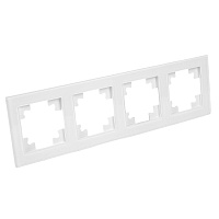 Рамка 4-местная, стекло, STEKKER, GFR00-7004-01, серия Катрин, белый 39257
