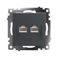 Розетка компьютерная 2-местная RJ-45 (механизм) STEKKER GLS00-7109-06 , серия Катрин, графит 50008