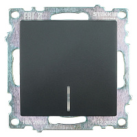 Выключатель 1-клавишный c индикатором (механизм) STEKKER GLS10-7101-05, 250В, 10А, серия Катрин, черный 39605