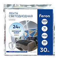 Светодиодная LED лента Feron LS502, 180SMD(2835)/м 16Вт/м 24V 30000*10*1.22мм 3000К 30м IP20