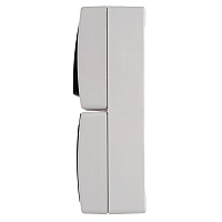 Блок вертикальный: розетка 1-местная с/з + выключатель 2-клавишный STEKKER, PST16-11-54/10-121-54, серый/графит 49726