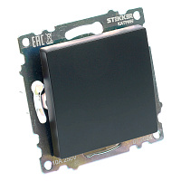 Переключатель 1-клавишный (механизм), STEKKER GLS10-7105-05, 250V, 10А, серия Катрин, черный 39604