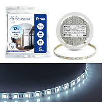 Светодиодная LED лента Feron LS607, 60SMD(5050)/m 14.4W/m 12V IP65 5m 6500К Артикул 27652 Светодиодная LED лента Feron LS607, 60SMD(5050)/m 14.4W/m 12V IP65 5m 6500К Артикул 27652