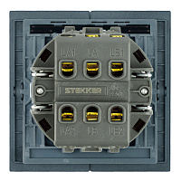 Переключатель 2-клавишный (механизм), STEKKER, 250В, 10А, серия Мия, RSW10-3107-05, черный бархат 50448