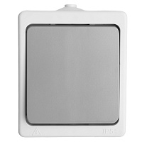 Выключатель 1-клавишный STEKKER, PSW10-211-54, открытой установки, 250В, 10А, IP54, белый/серый 49731
