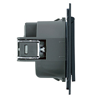 Розетка 1-местная с крышкой с защ. штор, STEKKER, с/з, 250В, 16А, серия Мия, RST16-3112-05, черный бархат 50455