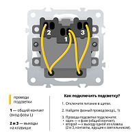 Выключатель 2-клавишный c индикатором (механизм), STEKKER, 250В, 10А, серия Эмили, RSW10-5102-09, антрацит, soft touch 49916