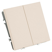 Переключатель 2-клавишный (механизм), STEKKER, 250В, 10А, серия Эмили, RSW10-5107-08, кашемир, soft touch 49895