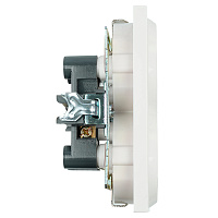 Розетка 2-местная с/з (механизм), STEKKER GLS16-7114-01, с защитной шторкой, 250В, 16А, серия Катрин, белый 39574