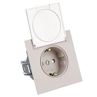 Розетка 1-местная с крышкой с защ. штор, STEKKER, с/з, 250В, 16А, серия Мия, RST16-3112-08, пудровый жемчуг 50485