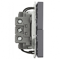 Выключатель 2-клавишный c индикатором (механизм), STEKKER, 250В, 10А, серия Эмили, RSW10-5102-10,  платиново-серый, soft touch 49942