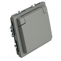 Розетка 1-местная с крышкой с защ. штор, STEKKER, б/з, IP42, 250В, 16А, серия Эмили, RST16-5113-10, платиново-серый, soft touch 49956