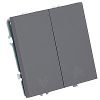 Выключатель 2-клавишный самовозвратный (механизм), STEKKER, 250В, 10А, серия Эмили, RSW10-5113-10, платиново-серый, soft touch 50329