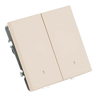 Выключатель 2-клавишный c индикатором (механизм), STEKKER, 250В, 10А, серия Эмили, RSW10-5102-08, кашемир, soft touch 49890