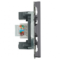 Розетка компьютерная 1-местная RJ-45 (механизм), STEKKER, серия Эмили, RST00-5117-10, платиново-серый, soft touch 49951